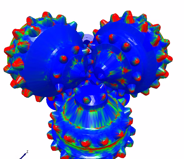 Discrete element model investigating drill-bit wear.