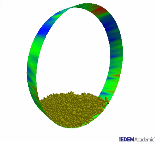 Discrete element modelling of particle-induced wear in a tailings transport pipe.